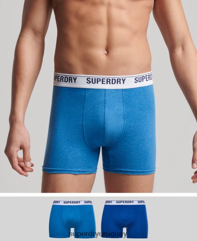 uy Superdry hombres Pack doble de bóxer de algodón orgánico azul DT2N8Z1736 ropa