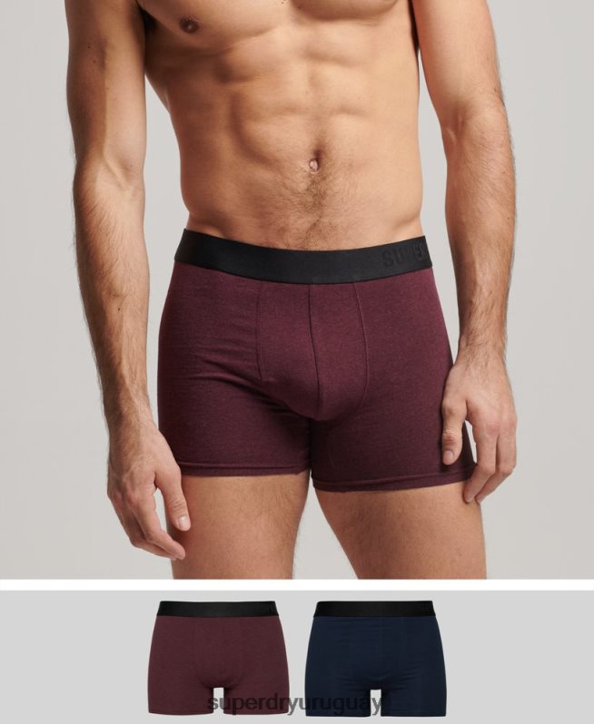 uy Superdry hombres Pack doble de bóxer de algodón orgánico compensado Armada DT2N8Z1636 ropa