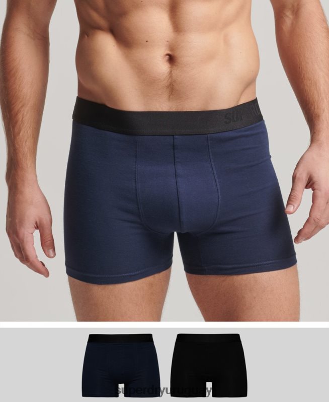 uy Superdry hombres Pack doble de bóxer de algodón orgánico compensado negro DT2N8Z1637 ropa