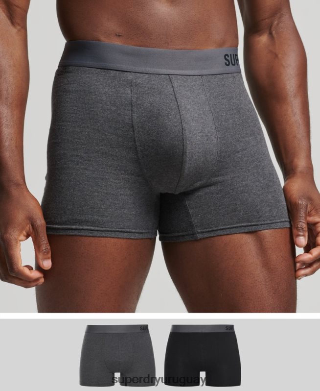 uy Superdry hombres Pack doble de bóxer de algodón orgánico compensado negro DT2N8Z1824 ropa