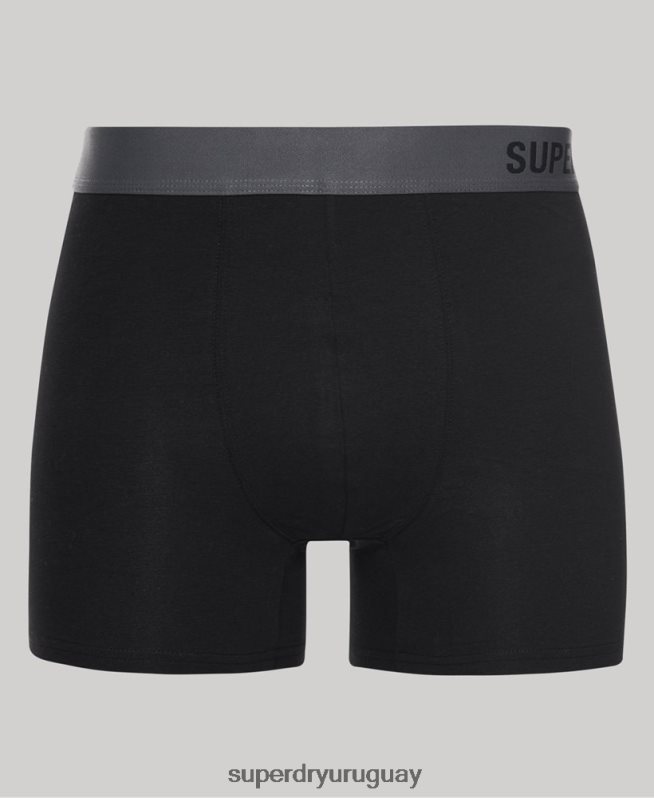 uy Superdry hombres Pack doble de bóxer de algodón orgánico compensado negro DT2N8Z1824 ropa