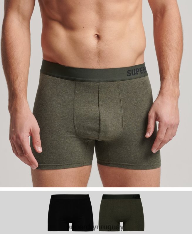uy Superdry hombres Pack doble de bóxer de algodón orgánico compensado negro DT2N8Z1864 ropa