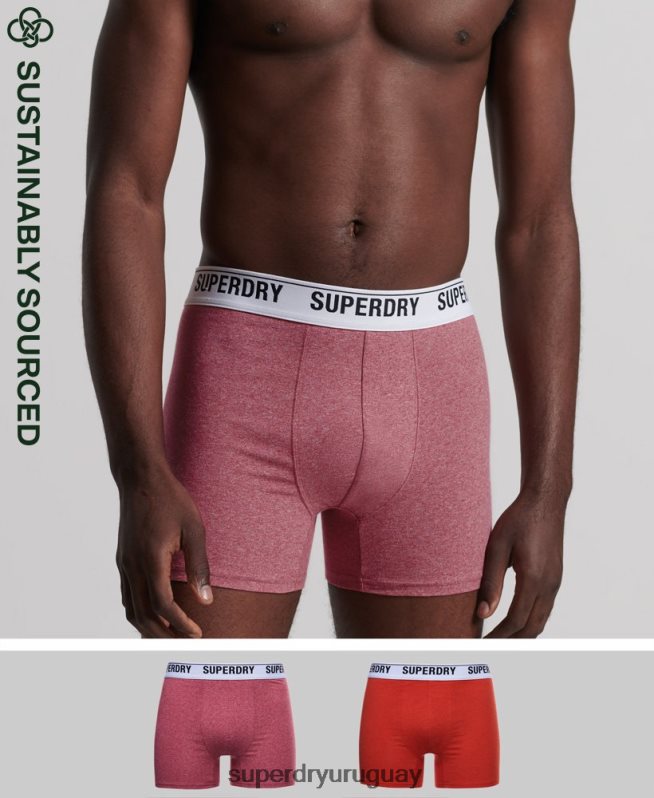 uy Superdry hombres Pack doble de bóxer de algodón orgánico naranja DT2N8Z1638 ropa