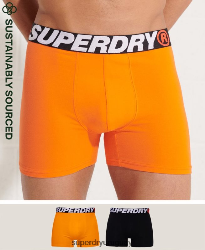 uy Superdry hombres Pack doble de bóxer de algodón orgánico naranja DT2N8Z1881 ropa