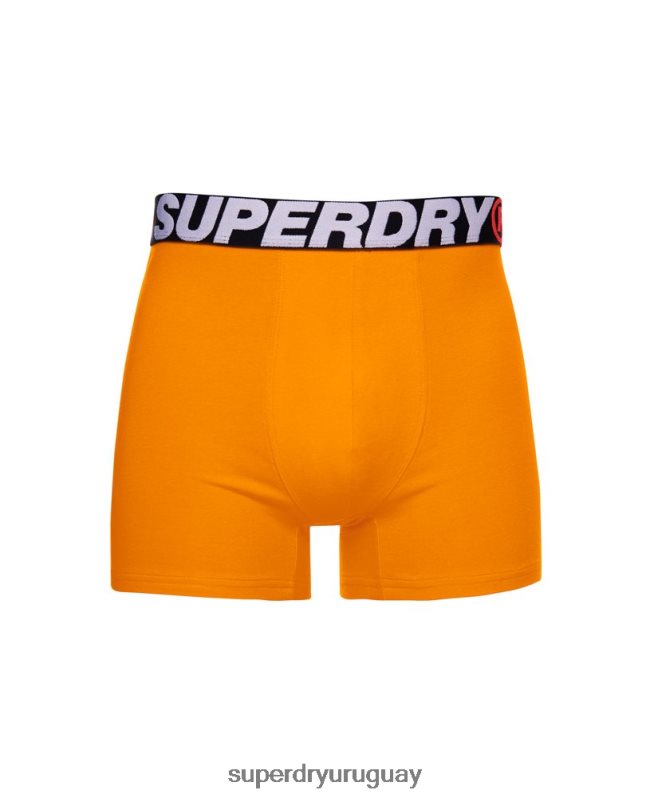 uy Superdry hombres Pack doble de bóxer de algodón orgánico naranja DT2N8Z1881 ropa