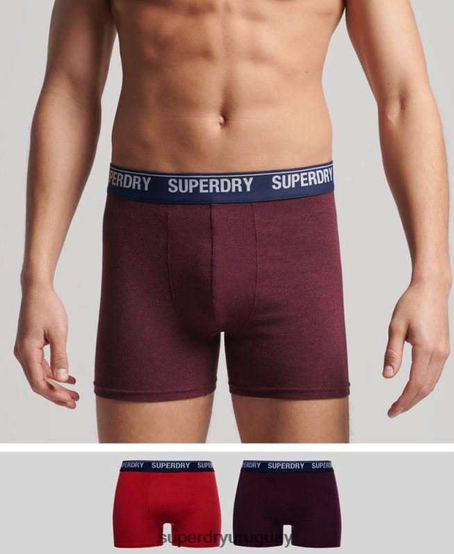 uy Superdry hombres Pack doble de bóxer de algodón orgánico rojo DT2N8Z1833 ropa