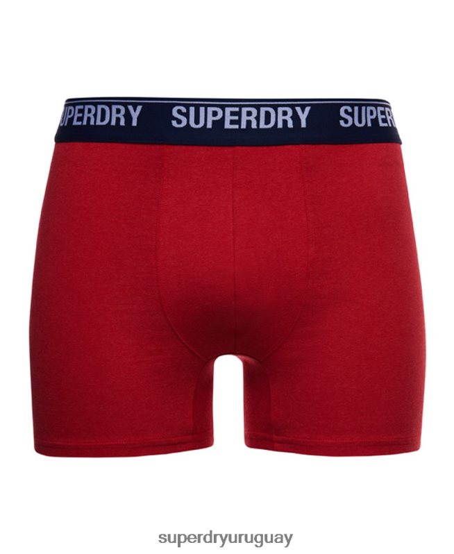 uy Superdry hombres Pack doble de bóxer de algodón orgánico rojo DT2N8Z1833 ropa