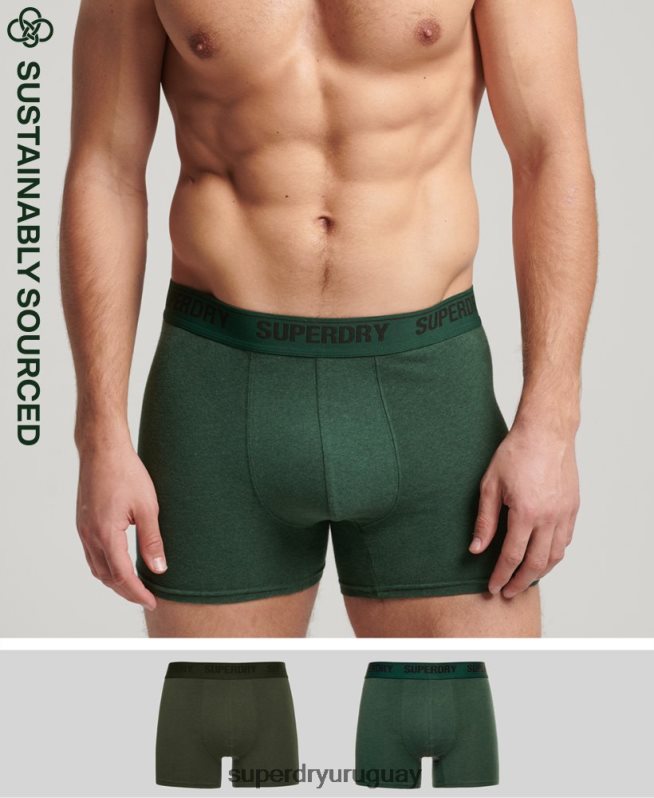 uy Superdry hombres Pack doble de bóxer de algodón orgánico verde DT2N8Z1663 ropa
