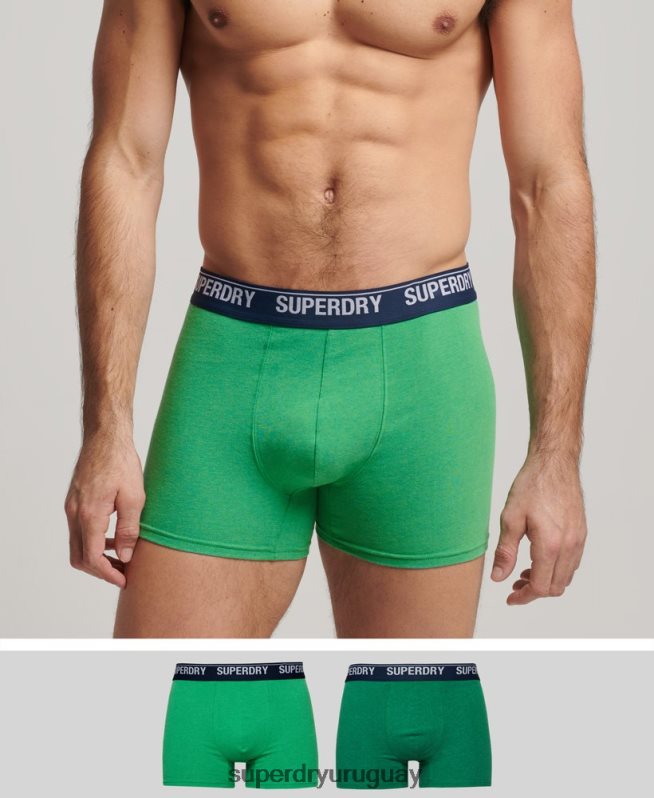 uy Superdry hombres Pack doble de bóxer de algodón orgánico verde DT2N8Z1706 ropa