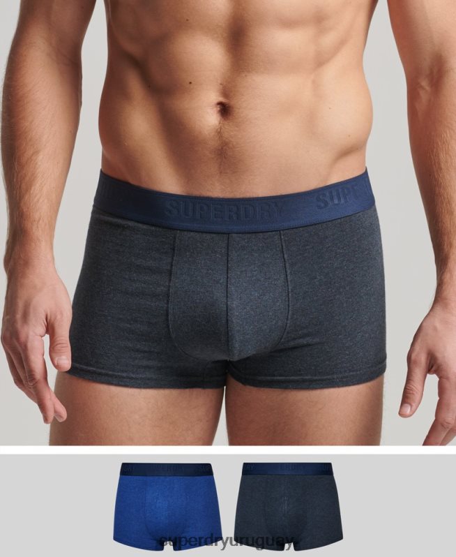 uy Superdry hombres Pack doble de calzoncillos de algodón orgánico azul DT2N8Z1771 ropa