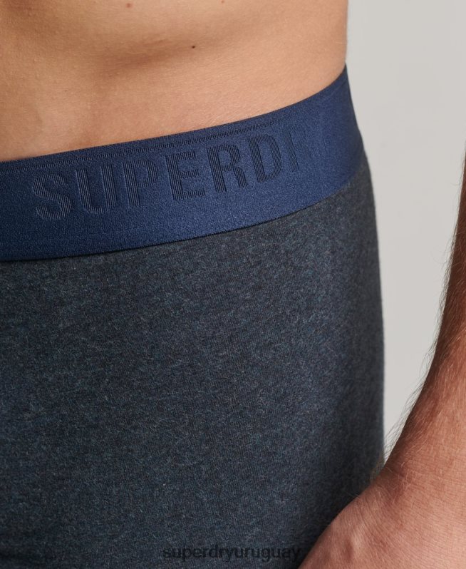 uy Superdry hombres Pack doble de calzoncillos de algodón orgánico azul DT2N8Z1771 ropa