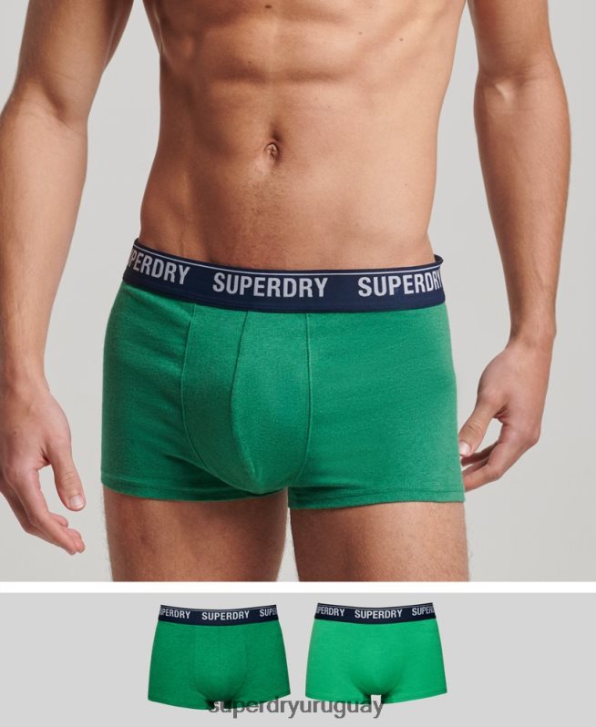 uy Superdry hombres Pack doble de calzoncillos de algodón orgánico verde DT2N8Z1779 ropa