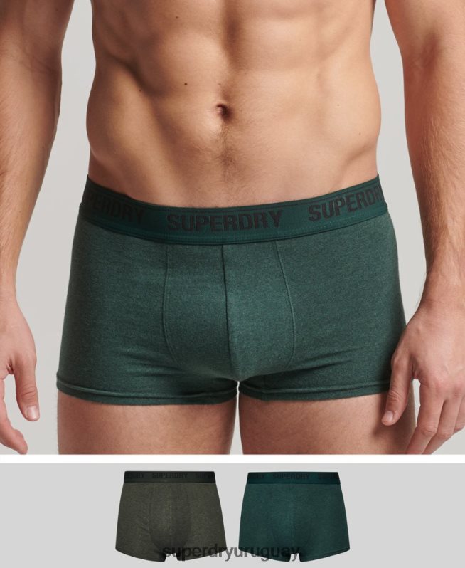 uy Superdry hombres Pack doble de calzoncillos de algodón orgánico verde DT2N8Z1781 ropa