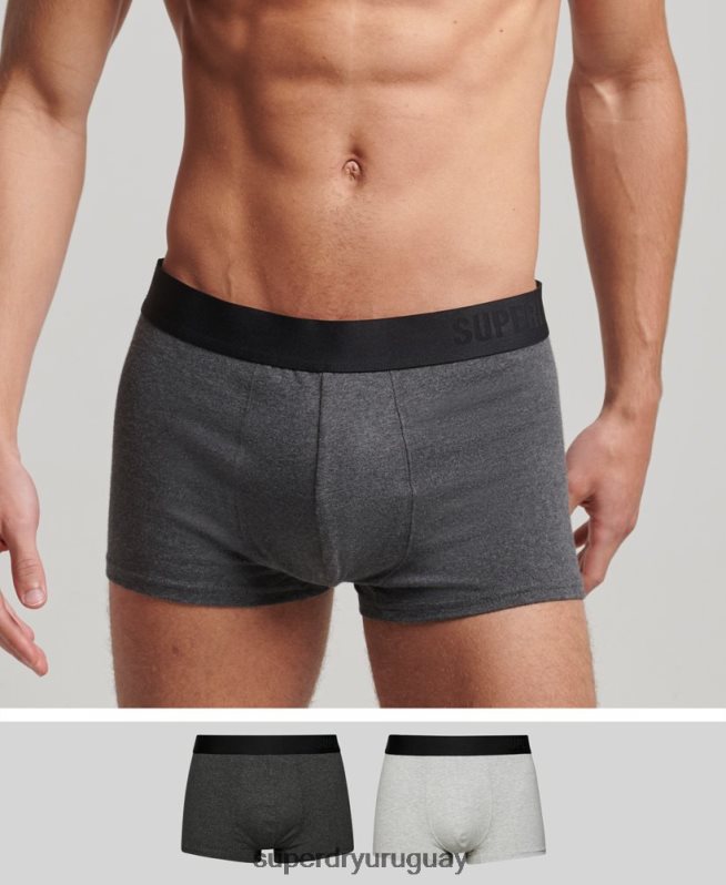 uy Superdry hombres Pack doble offset de algodón orgánico gris oscuro DT2N8Z1778 ropa