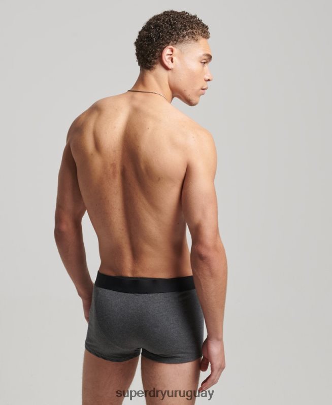 uy Superdry hombres Pack doble offset de algodón orgánico gris oscuro DT2N8Z1778 ropa