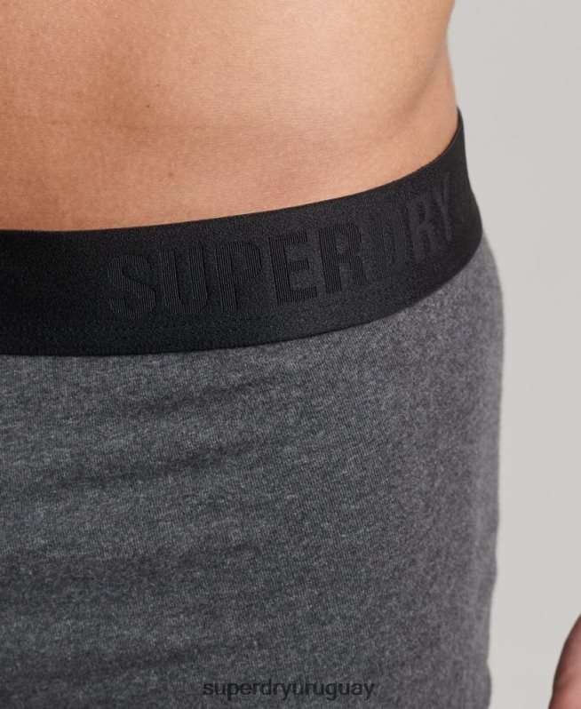 uy Superdry hombres Pack doble offset de algodón orgánico gris oscuro DT2N8Z1778 ropa