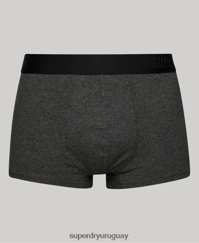 uy Superdry hombres Pack doble offset de algodón orgánico gris oscuro DT2N8Z1778 ropa