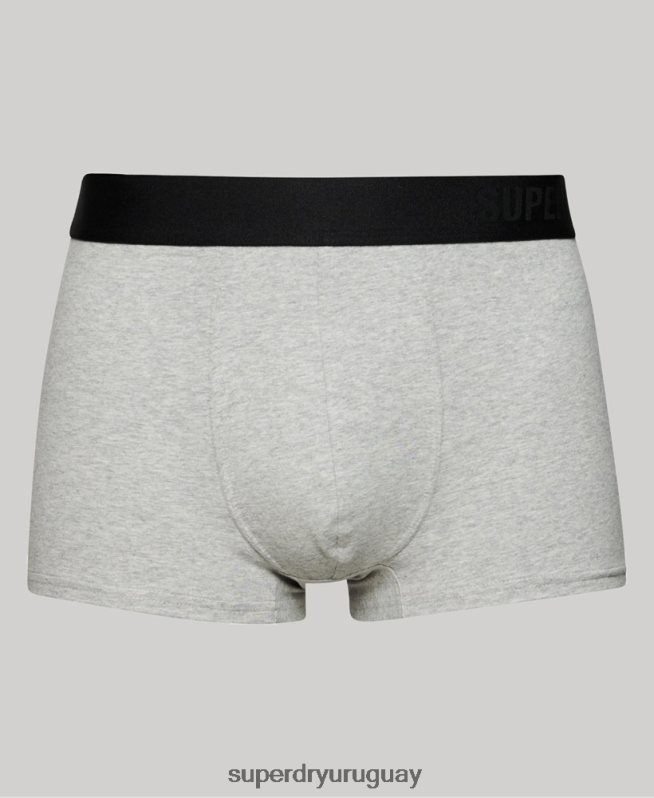 uy Superdry hombres Pack doble offset de algodón orgánico gris oscuro DT2N8Z1778 ropa