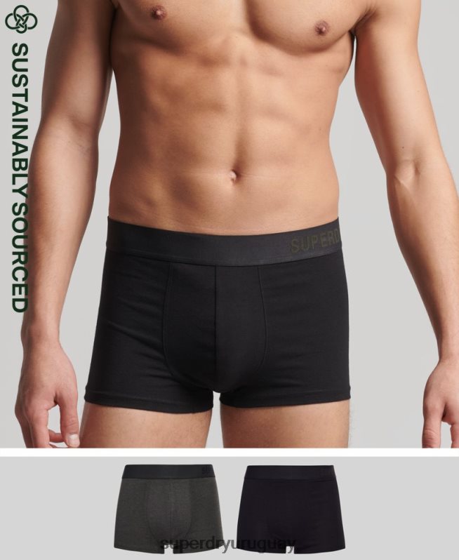 uy Superdry hombres Pack doble offset de algodón orgánico negro DT2N8Z1845 ropa
