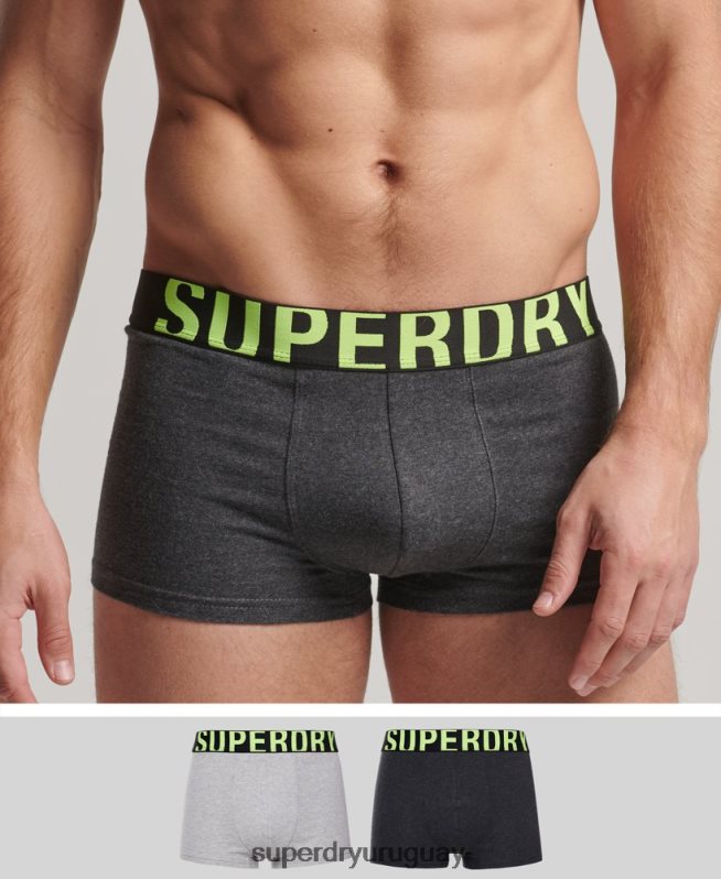uy Superdry hombres pack doble de algodón orgánico con logo gris DT2N8Z1796 ropa