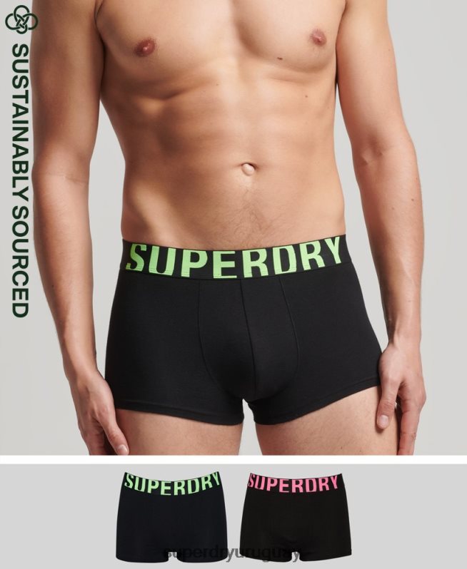 uy Superdry hombres pack doble de algodón orgánico con logo negro DT2N8Z1742 ropa