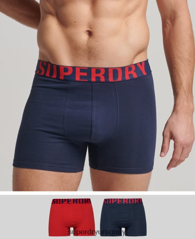 uy Superdry hombres pack doble de bóxer de algodón orgánico con logo doble Armada DT2N8Z1794 ropa