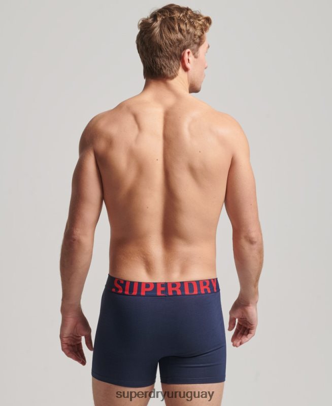 uy Superdry hombres pack doble de bóxer de algodón orgánico con logo doble Armada DT2N8Z1794 ropa