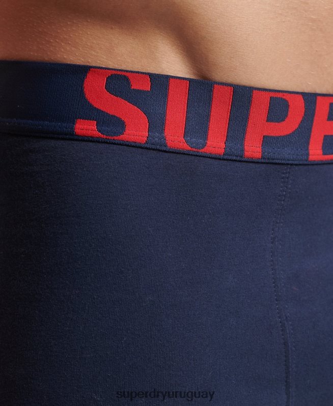 uy Superdry hombres pack doble de bóxer de algodón orgánico con logo doble Armada DT2N8Z1794 ropa