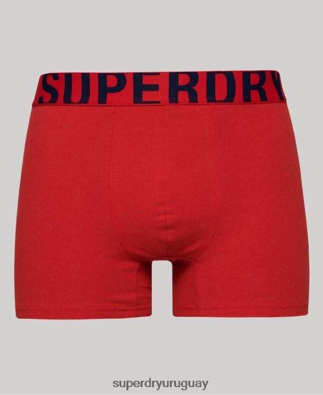 uy Superdry hombres pack doble de bóxer de algodón orgánico con logo doble Armada DT2N8Z1794 ropa