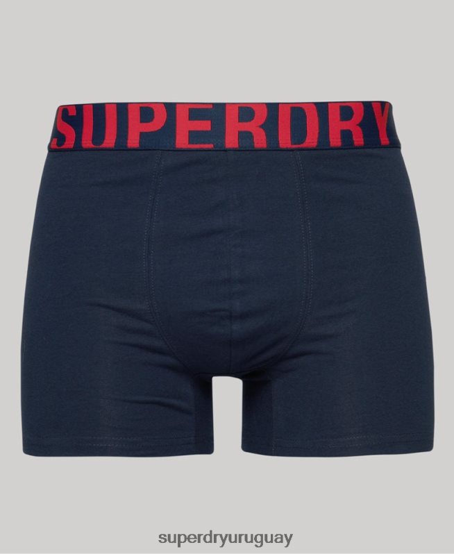 uy Superdry hombres pack doble de bóxer de algodón orgánico con logo doble Armada DT2N8Z1794 ropa