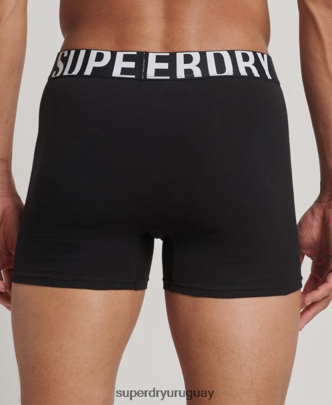 uy Superdry hombres pack doble de bóxer de algodón orgánico con logo doble negro DT2N8Z1758 ropa