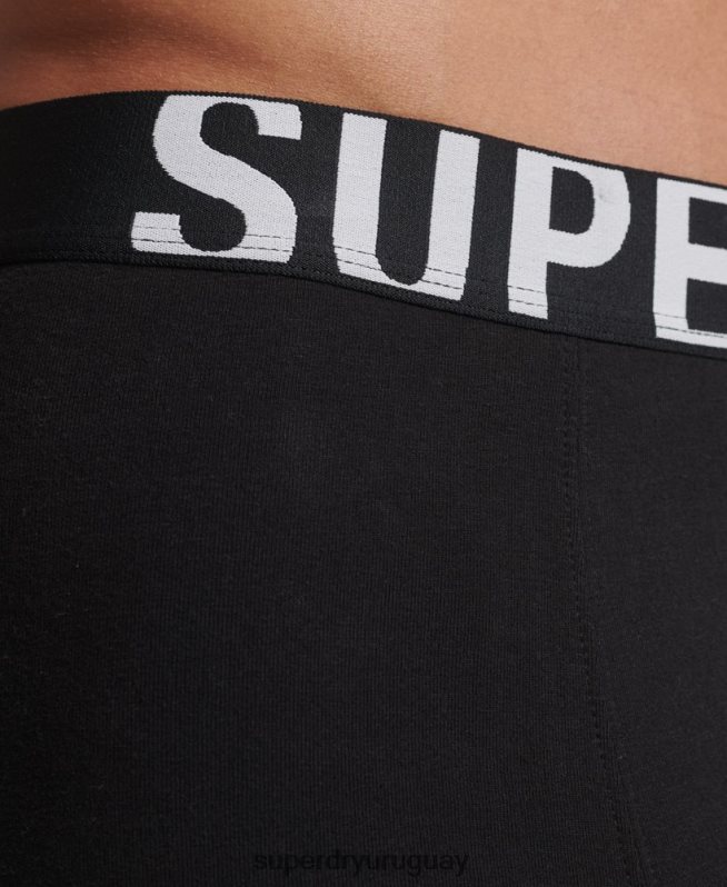 uy Superdry hombres pack doble de bóxer de algodón orgánico con logo doble negro DT2N8Z1758 ropa