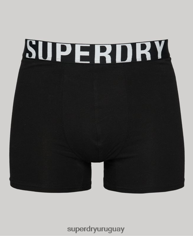 uy Superdry hombres pack doble de bóxer de algodón orgánico con logo doble negro DT2N8Z1758 ropa