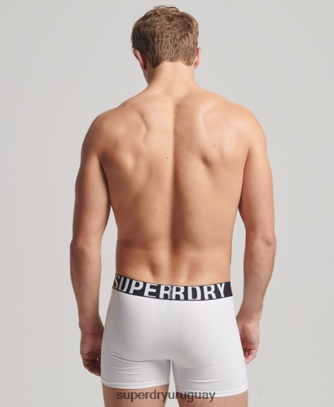 uy Superdry hombres pack doble de bóxer de algodón orgánico con logo doble negro DT2N8Z1770 ropa