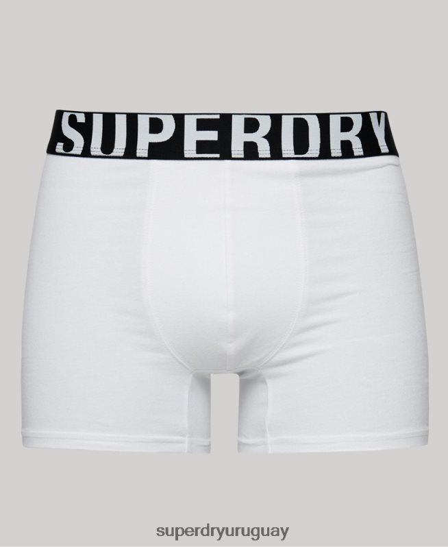 uy Superdry hombres pack doble de bóxer de algodón orgánico con logo doble negro DT2N8Z1770 ropa