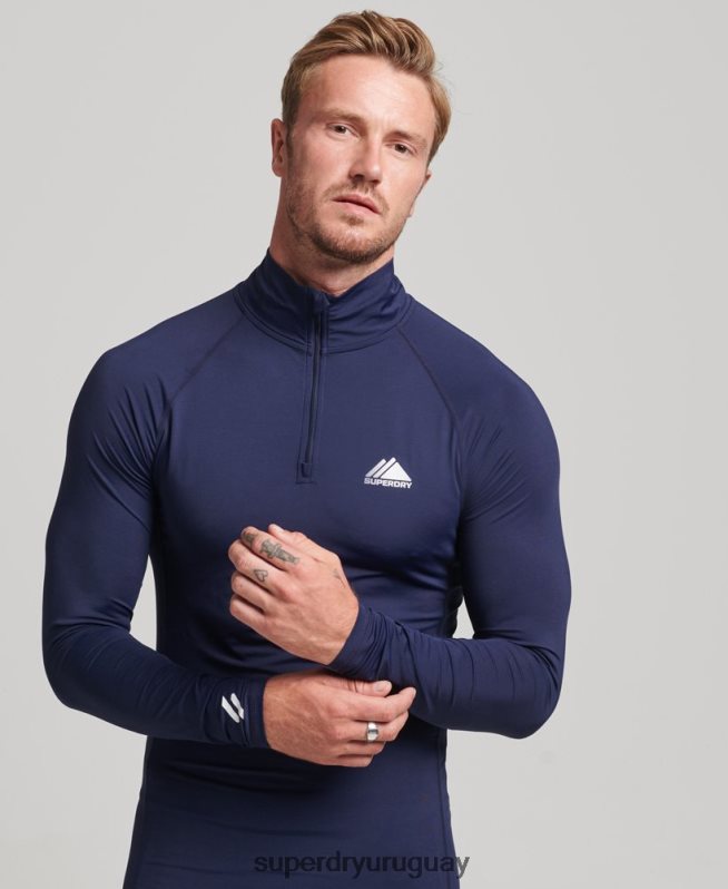 uy Superdry hombres camiseta interior con media cremallera Armada DT2N8Z1382 ropa