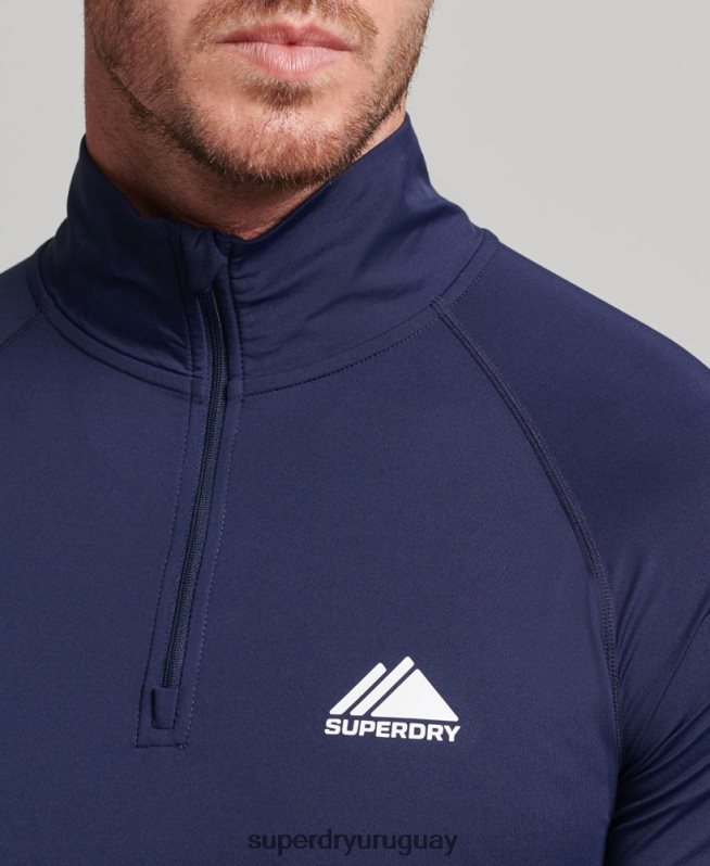 uy Superdry hombres camiseta interior con media cremallera Armada DT2N8Z1382 ropa