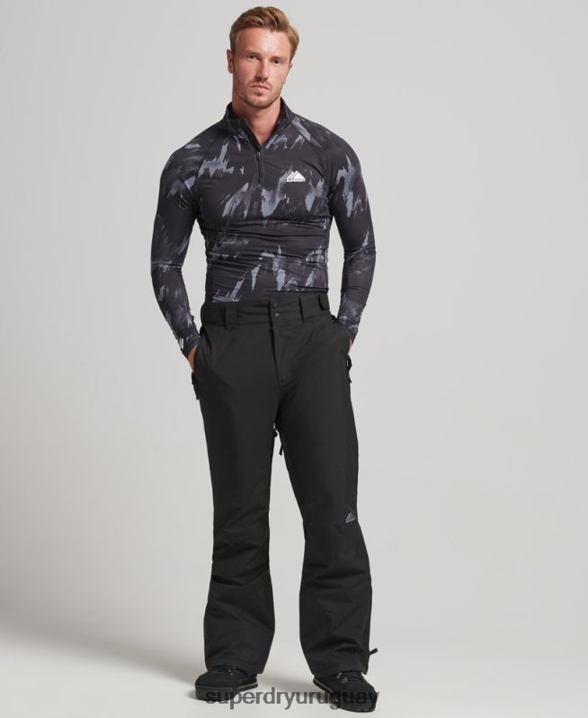 uy Superdry hombres camiseta interior con media cremallera negro DT2N8Z1387 ropa