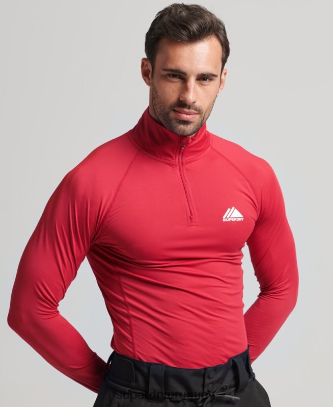 uy Superdry hombres camiseta interior con media cremallera rojo DT2N8Z1384 ropa