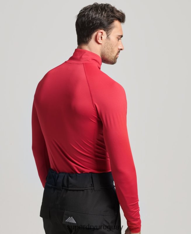 uy Superdry hombres camiseta interior con media cremallera rojo DT2N8Z1384 ropa