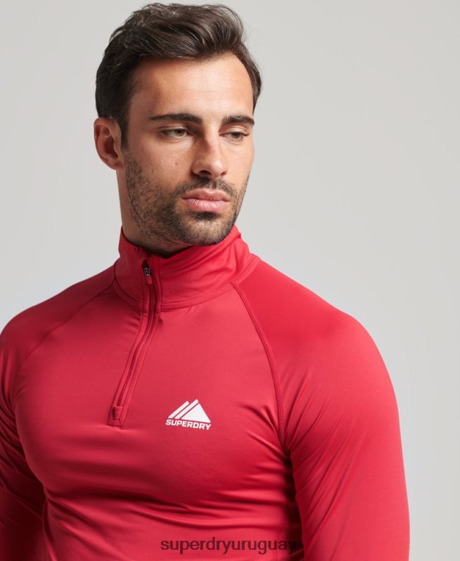 uy Superdry hombres camiseta interior con media cremallera rojo DT2N8Z1384 ropa