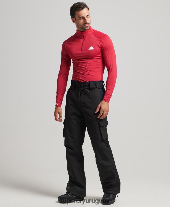 uy Superdry hombres camiseta interior con media cremallera rojo DT2N8Z1384 ropa