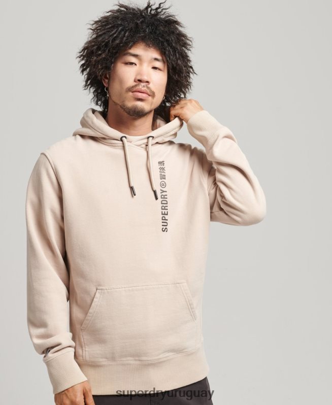 uy Superdry hombres code linear sudadera con capucha suelta beige DT2N8Z5908 ropa