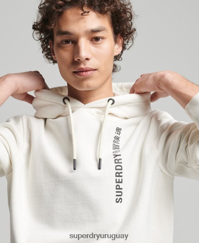 uy Superdry hombres code linear sudadera con capucha suelta blanco DT2N8Z6018 ropa
