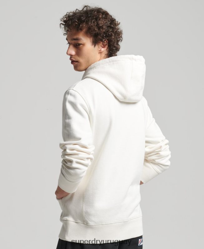 uy Superdry hombres code linear sudadera con capucha suelta blanco DT2N8Z6018 ropa