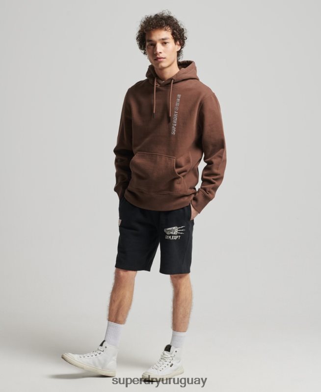 uy Superdry hombres code linear sudadera con capucha suelta marrón DT2N8Z5787 ropa