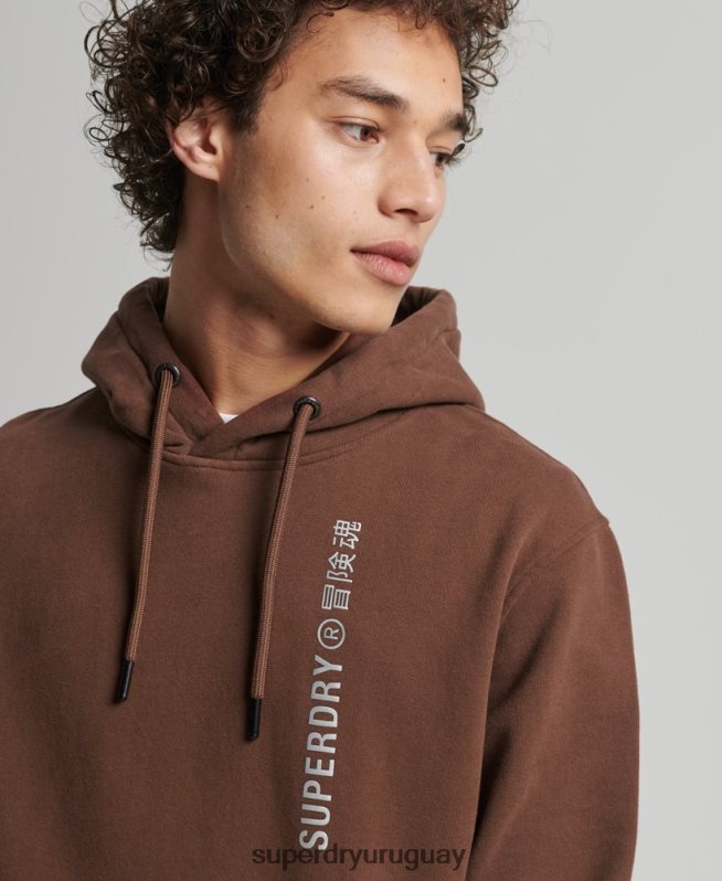 uy Superdry hombres code linear sudadera con capucha suelta marrón DT2N8Z5787 ropa