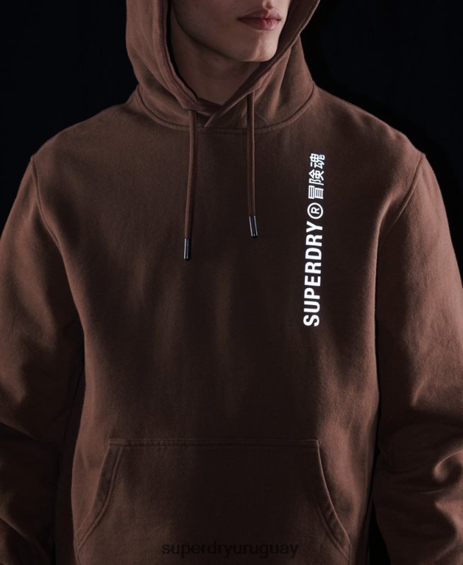uy Superdry hombres code linear sudadera con capucha suelta marrón DT2N8Z5787 ropa