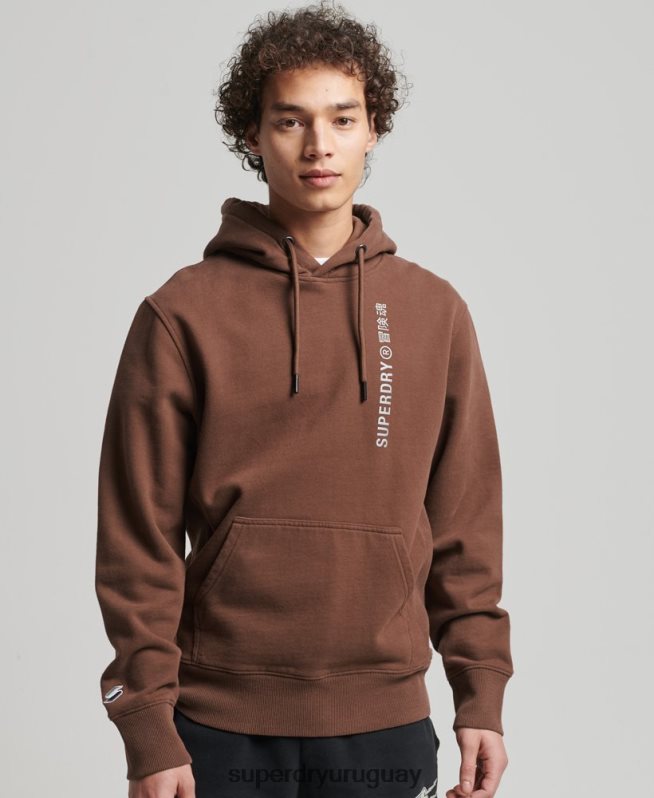 uy Superdry hombres code linear sudadera con capucha suelta marrón DT2N8Z5787 ropa