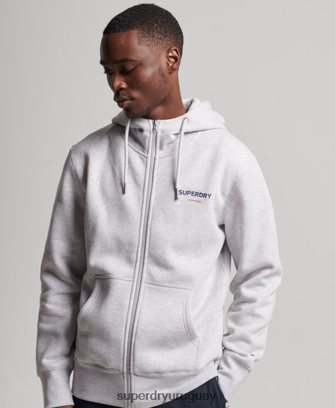 uy Superdry hombres code sportswear sudadera con cremallera gris DT2N8Z543 ropa